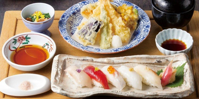 【平日限定】寿司天麩羅御膳＋1ドリンク付
