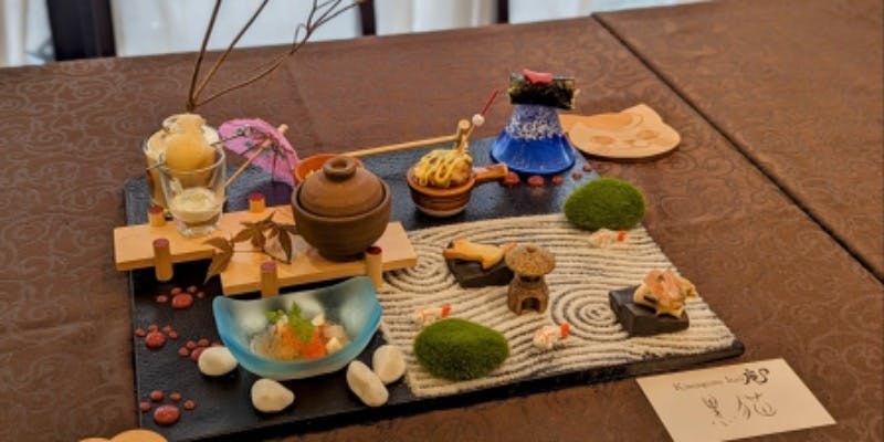 「Itali庵黒猫ディナーコース」日本庭園オードブル、パスタ、お魚、お肉のフルコース＋乾杯スパークリング