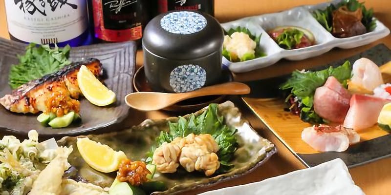 【おまかせ寿司コース　松】司10貫、お造り5種、天ぷら6種、金目鯛など＋選べる1ドリンク