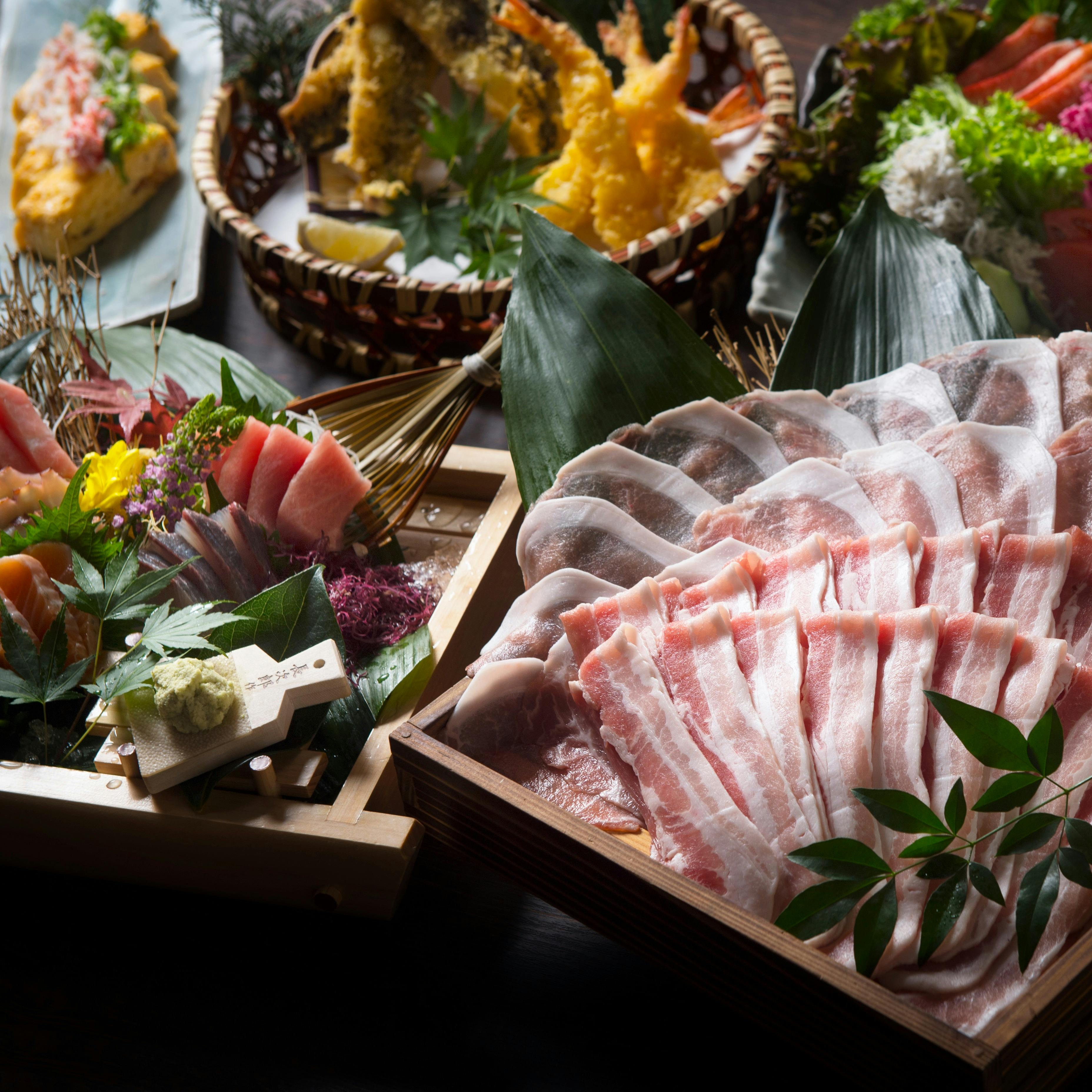 番屋新宿南口店 イベリコ豚のしゃぶしゃぶをメインに鮮魚3点盛り えびの天婦羅等 2時間飲み放題付き 全8品 ディナー プラン メニュー 一休 Comレストラン