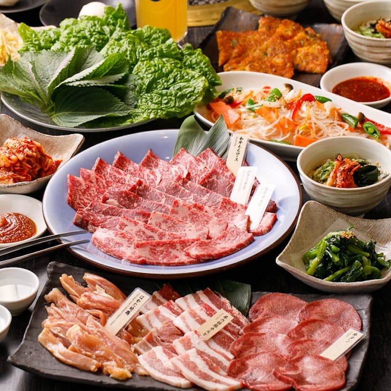 【和牛食べ放題コース】野菜たっぷりの韓国料理など全62種＋ソフトドリンク飲み放題