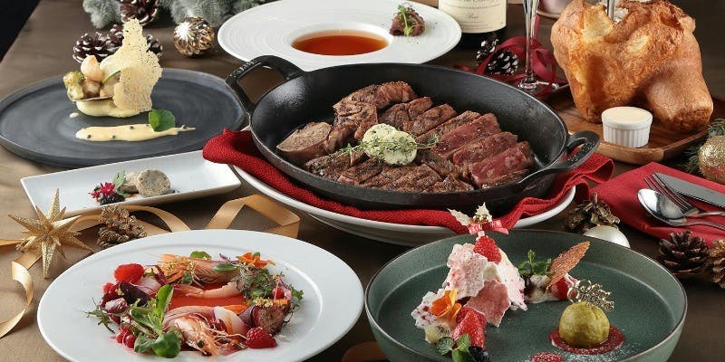 【Xmas2025】前菜・魚・ステーキ・デザート含む全7品（US フィレミニヨン300g）