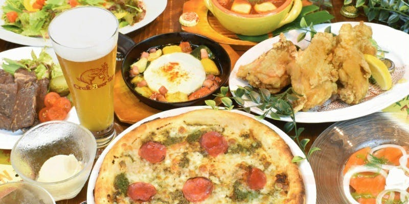 クラフトビール定番コース！お料理8品＆樽生ビール5種含む約50種の飲み放題！＋樽生5種含む2時間飲み放題