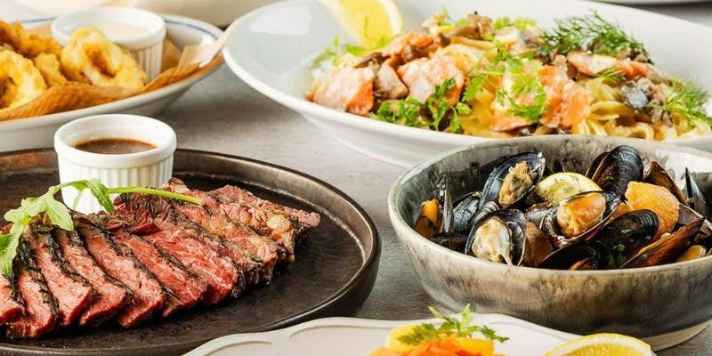 【プレミアムコース】牛赤身グリル、ピッツァ、生ハム、パスタなど全12品