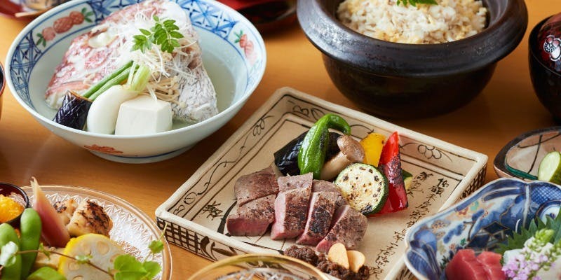 【りんどう】アワビ又は味噌漬け国産牛ヒレ肉のステーキが選べる おまかせコース 全9品