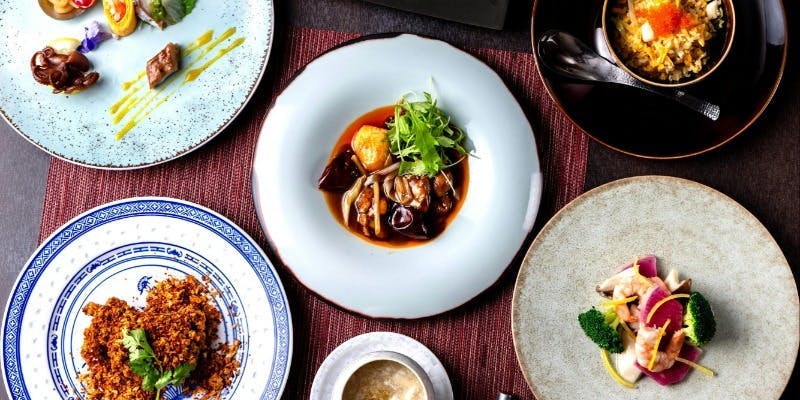 【龍華コース】～フカヒレスープ～、～海老の柚子香り炒め～、～龍泉華特製～毛沢東スペアリブ～等全7品