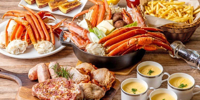 【特製カニ鍋＆BBQコース】お肉3種/カニ鍋/全7品＋2.5時間ソフトドリンク飲み放題
