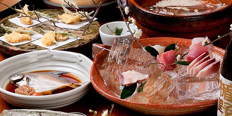 【極コース】お造り、お肉料理、魚しゃぶ等の鍋料理、名物の鯛めしなど＋90分間飲み放題