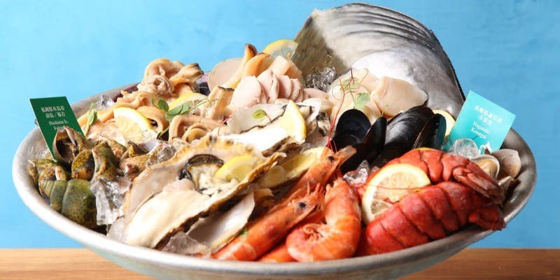 【地中海料理Tasting Menu】Oysters海鮮Platter 12品＋カクテル・高品位ワイン豊富 飲み放題（月～木）