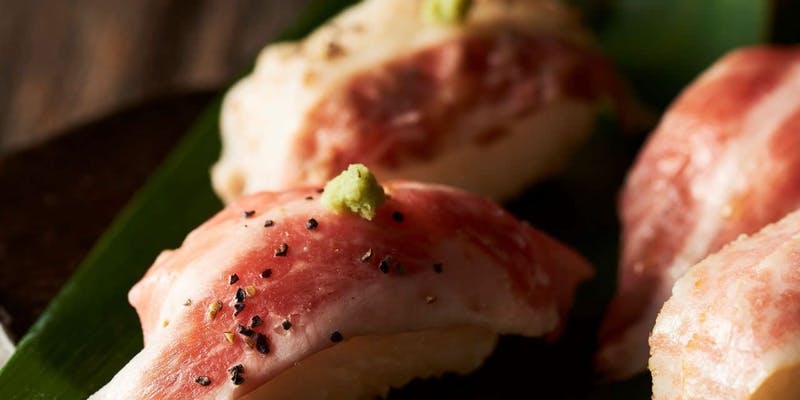 【会食プラン】イベリコ豚しゃぶしゃぶ、炙り寿司2種やスペアリブなど全7品
