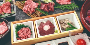 【お肉を存分に堪能 宴コース】ハラミ3種食べ比べ、赤身モモの野菜包み焼きなど - 肉匠 牛虎 西中島店