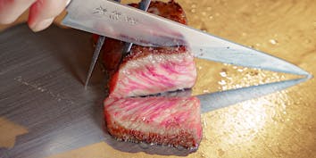 【合い盛りコース】A5ランクのサーロインと豪州最上級フィレのステーキ食べ比べ 全6品 - 池袋 鉄板焼 焔