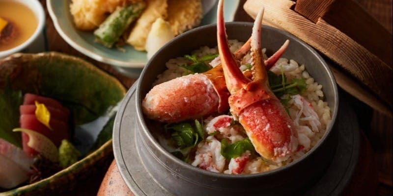 11.12月【蟹釜飯御膳】目の前で炊き上げる釜飯など全6品＋乾杯ドリンク（窓側確約）