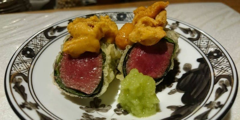 【料理長お勧め　出始め秋の旬材コース】黒毛和牛フィレ肉と生ウニ、活車海老2尾、活鮑など