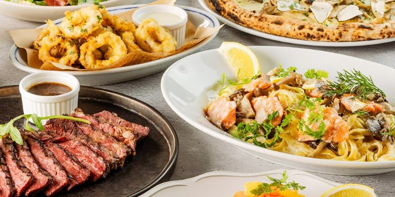 【ラグジュアリーコース】ピッツァ、熟成生ハム、ムール貝、フリット、パスタ等＋1ドリンク