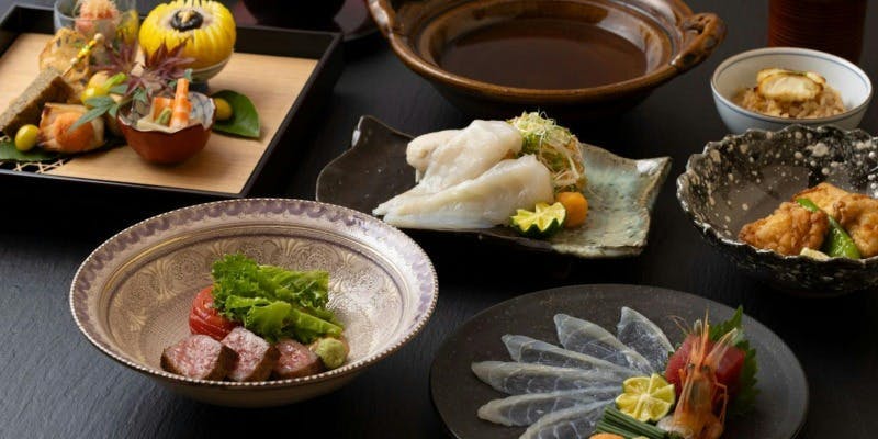 【ご接待・ご会食】11月12月冬の会席18,150円＋黒毛和牛ステーキとふぐしゃぶ会席（個室確約）