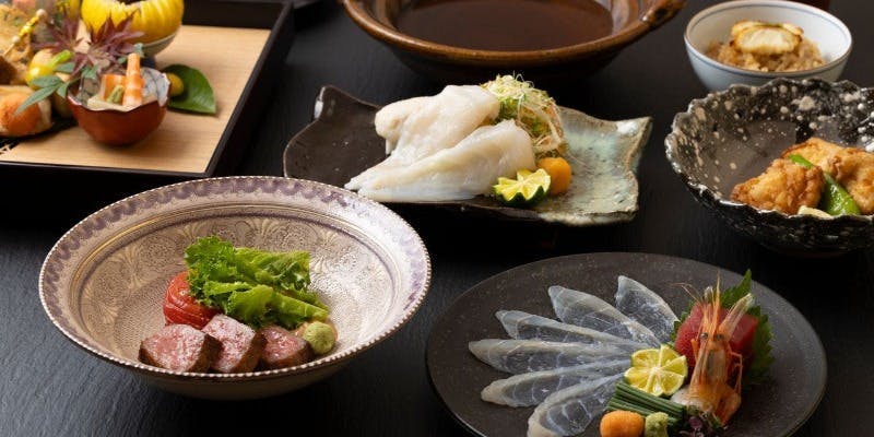 【ご接待・ご会食】1月2月冬の会席18,150円＋【一人ひと鍋】黒毛和牛ステーキとふぐしゃぶ会席（個室確約）