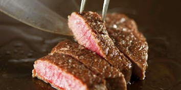 【鉄板焼き・桔梗】国産牛サーロインステーキと薬味3種（全7品） - SHARI東銀座