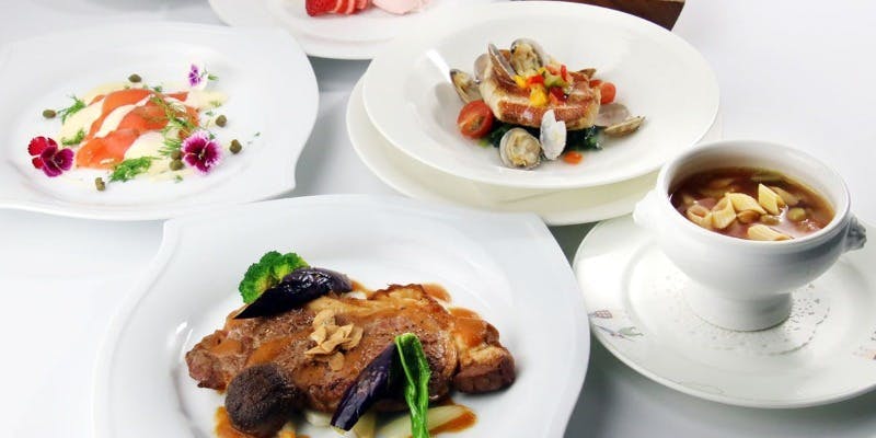 【春・洋食正餐コース】肉＆魚のWメイン 季節のディナー＋乾杯ワンドリンク
