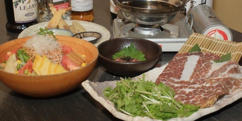 ＜馬しゃぶコース飲み放題付＞熊本直送馬肉のしゃぶしゃぶや天婦羅など全5品 （団体・リクエスト予約）