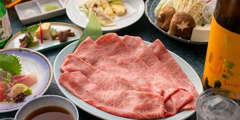 【和牛しゃぶしゃぶ・すき焼きコース】刺身、天ぷら3品、甘味など全5品