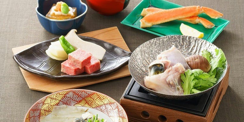蟹・ふぐ・和牛を堪能する贅沢会席　　蟹焼しも・蟹・一人ふぐ鍋など8品（冬限定）
