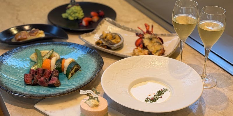 【Xmas2025】ランチ限定！神戸牛or黒毛和牛ステーキと魚料理やラクレットチーズなど＋黒毛和牛（8品）