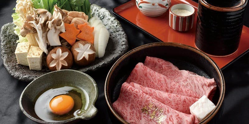 近江牛すき焼き　松喜（特上）あぶり寿司付きコース