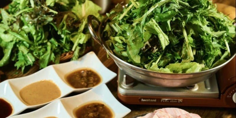 お鍋単品【農家の草鍋】旬の葉物野菜が食べ放題！ブランド豚のしゃぶしゃぶ