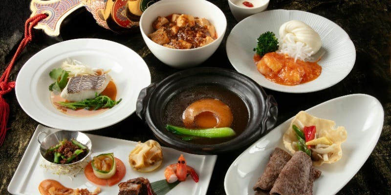 【青龍】ふかひれの姿煮込み、牛肉料理を含めた7品　銘々提供