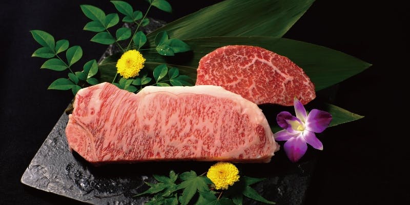 神戸牛ステーキ　食べ比べディナーコース（サーロイン50g＆極上赤身50g）