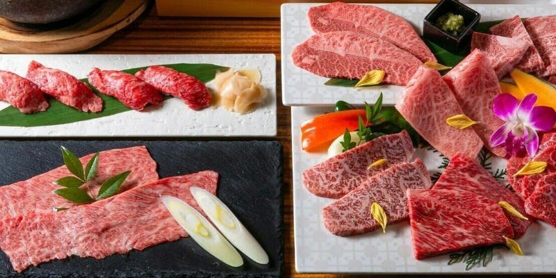 【神戸牛コース】神戸牛ザブトンの焼きしゃぶ、肉寿司など