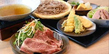 選べるお出汁の「近江牛」の贅沢小鍋付き「ふくまる御膳」 - 蕎麦酒房 ふくまる