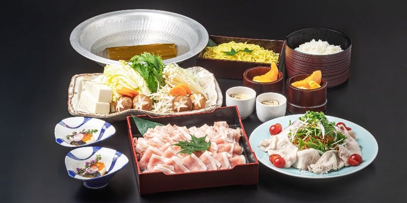 【もち豚しゃぶしゃぶ食べ放題・90分フリーフロー付】前菜、豚バラ・ロースなど全5品（リクエスト・貸切）