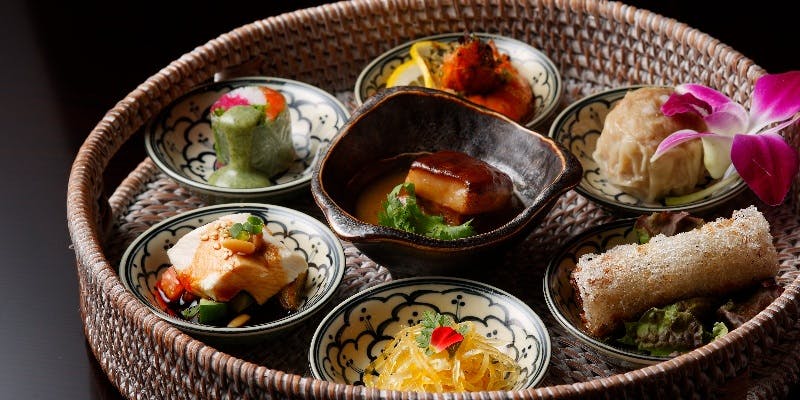 【芙蓉御膳】前菜、小皿料理盛り合わせ、選べるお料理、デザート 全4品＋1ドリンク