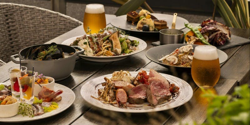 【ビアテラス】豊洲直送の魚介や産直野菜など全5品（料理のみプラン・テラス確約）