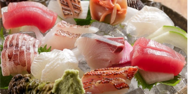 【飲み放題付コース（日本酒含む150分！）】鮮魚を使用した造りや焼き物、鯛飯など全8品