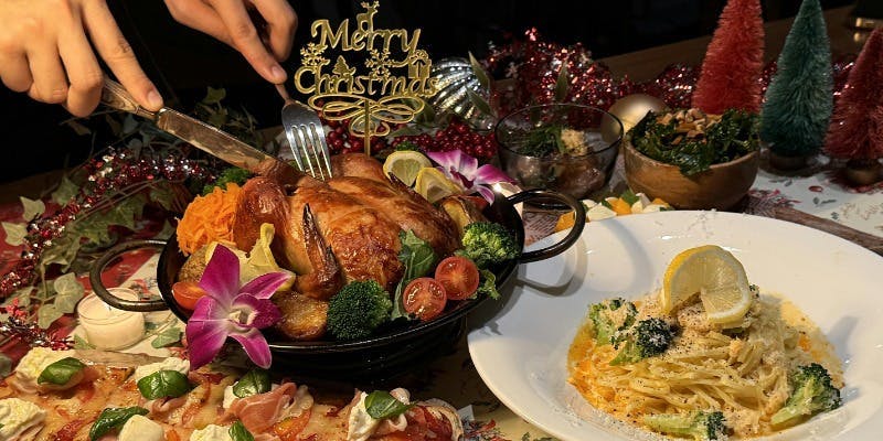 【忘年会やXmasに】シーズナルコース　ローストチキンやパスタを含む全5品