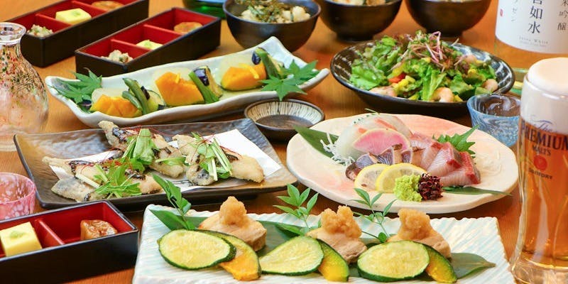 1/4～【華コース】若鶏のオーブン焼き 焼き野菜添え×造り三種盛等　全7品＋2H飲み放題付き