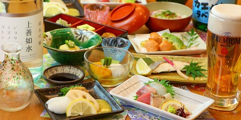 【雅コース】お造り5種×天ぷら×銀鮭西京焼き等　全9品　個別盛＋2H飲み放題付き