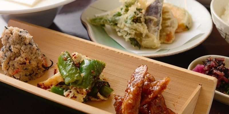 【おばんざいコース】おばんざい二種、天ぷら、豆乳湯豆腐など全9品