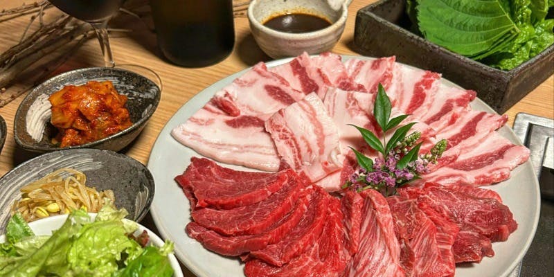 【サムギョプサルコース】厳選和牛と国産豚を食べ比べで味わう全7品