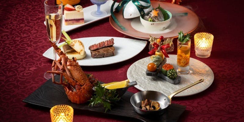 【 クリスマスディナー 】御造り、焼き野菜、イセエビ、ステーキなど8品（12/20～25）