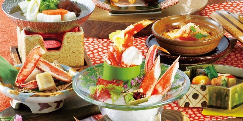 【華】かにの酢物、かにの造り、グラタン、天婦羅、小鍋など全8品