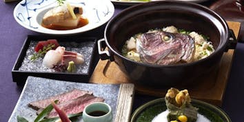 国産牛の炙り焼きと鯛の土鍋飯の会席コース - 和食えん 丸の内