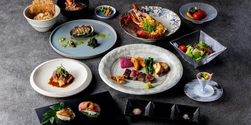 【扇】贅沢な旬の美味、海の幸と特選黒毛和牛のコース＋スパークリング含む1ドリンク付き