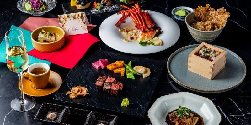 【Xmas2025】燈～季節の品、特選黒毛和牛と伊勢海老と牡蠣のコース～＋乾杯シャンパン付（12/23～12/25）