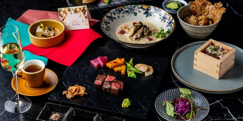 【Xmas2025】絢～季節の品、特選黒毛和牛と海鮮を盛り込んだコース～＋乾杯シャンパン付（12/23～12/25）