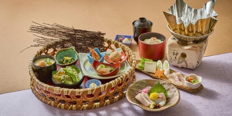 【音戸御膳】前菜、お造り、進肴、揚物、蒸し物、汁物、お食事の御膳