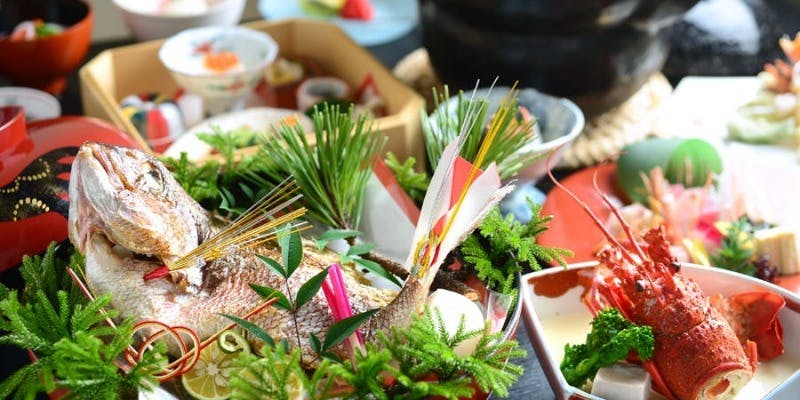 【鯛付きお祝い懐石 11,000円】造り、焼鯛、伊勢海老など全10品